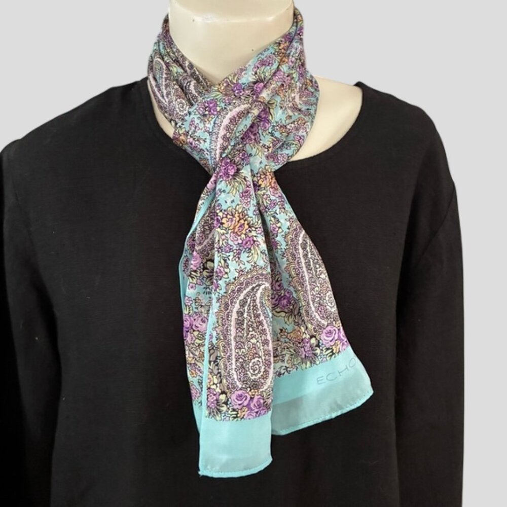 Echo Blue Paisley Silk Rectangle Scarf